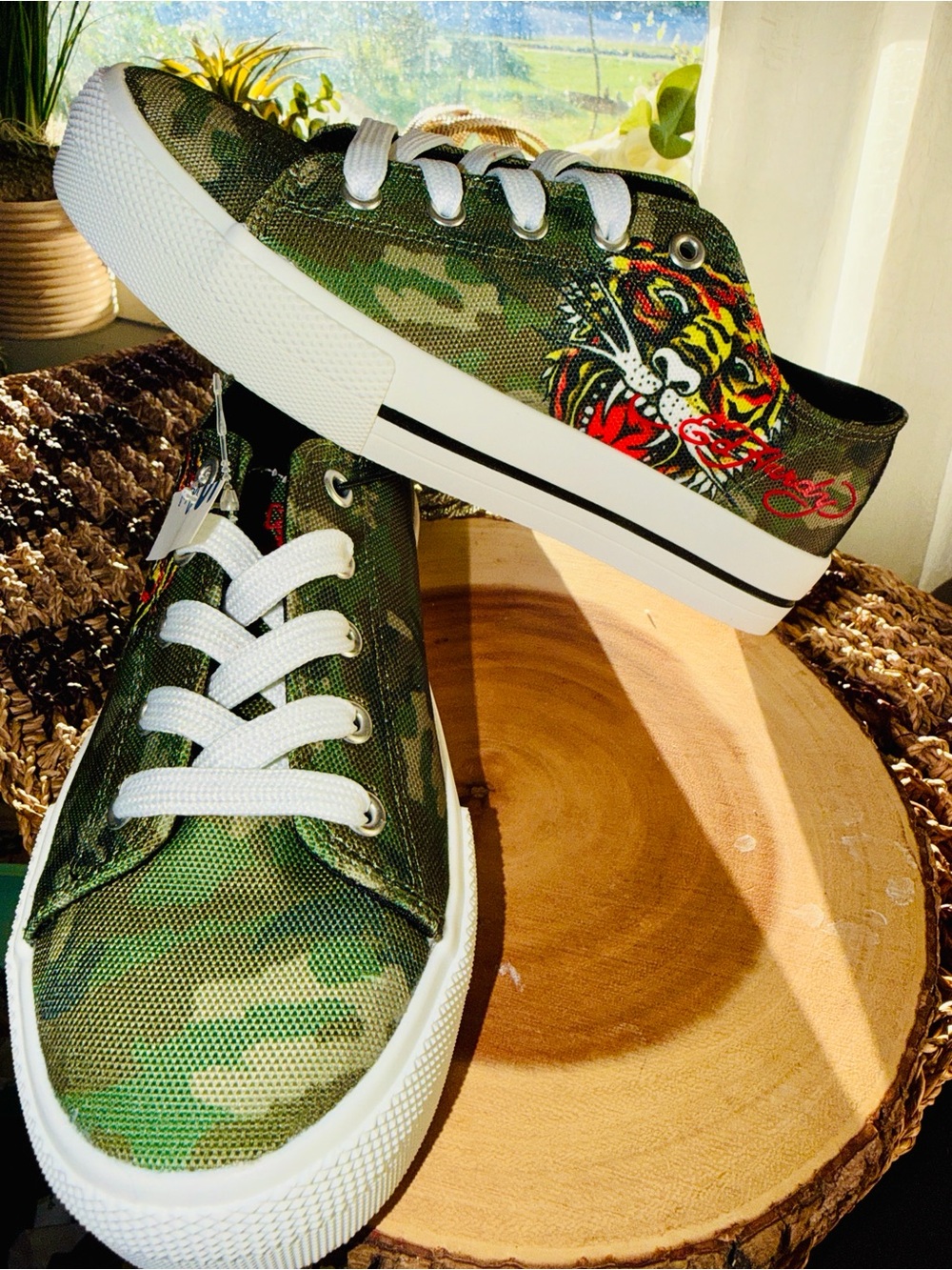 Ed Hardy Tiger Tattoo Canvas Low Top Sneakers US 4 EU 36 NWT Y2K
